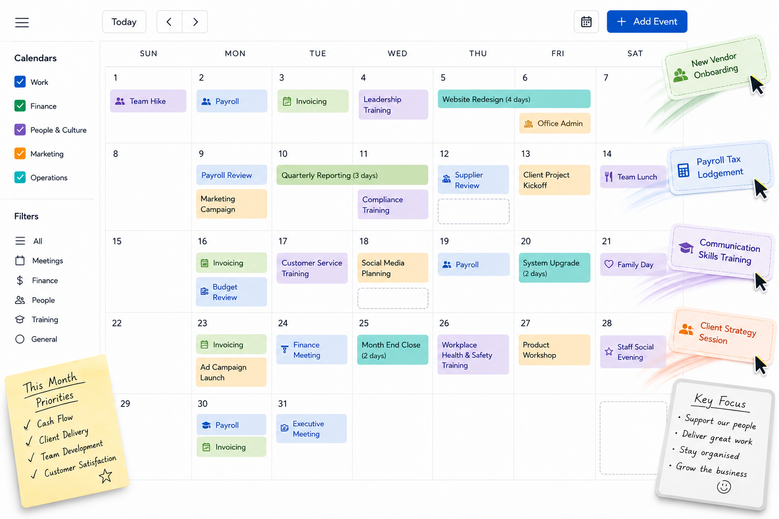 Shared team calendar view